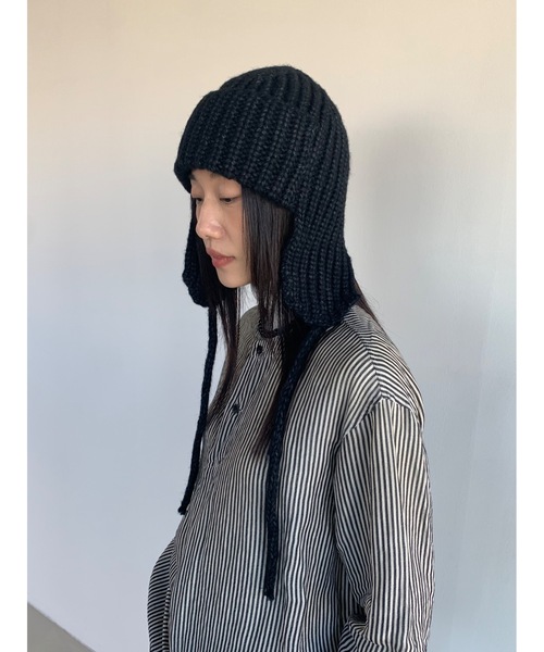 Didot.showroom（ディドット ショールーム）の「イヤーフラットビーニー02（ニットキャップ/ビーニー・レディース・グレー/アイボリー/ブラック・FREE）」の14枚目の写真