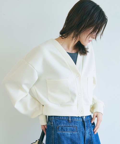 coca(coca)(コカ)の「【WEB限定セール】ソフトスウェット カーディガン(カーディガン/ボレロ・レディース・アイボリー/ブラック・M/L)」の6枚目の写真