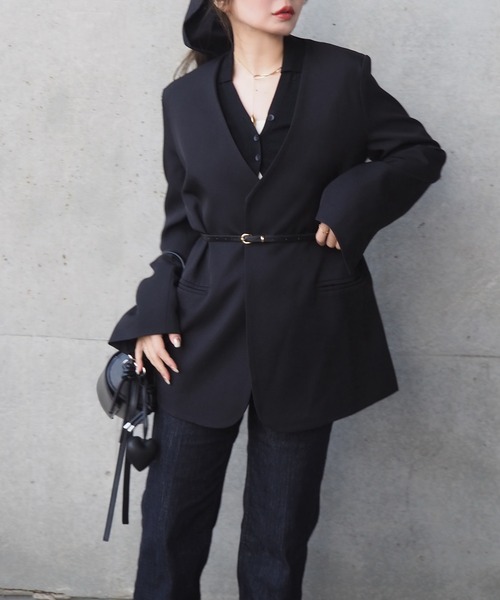 no color fly front jacket /比翼 シングル ノーカラー no color fly front jacket /比翼 シングル ノーカラー
