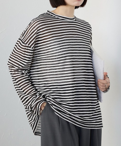 ap retro（アプレトロ）の「【選べる】シアートップス Tシャツ / オーバーサイズ（Tシャツ/カットソー・レディース・オレンジ/ネイビー/ホワイト/ブラック系その他/グレー/ブラック・FREE）」の3枚目の写真