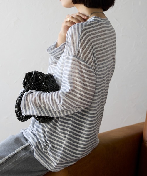 ap retro（アプレトロ）の「【選べる】シアートップス Tシャツ / オーバーサイズ（Tシャツ/カットソー・レディース・オレンジ/ネイビー/ホワイト/ブラック系その他/グレー/ブラック・FREE）」の4枚目の写真