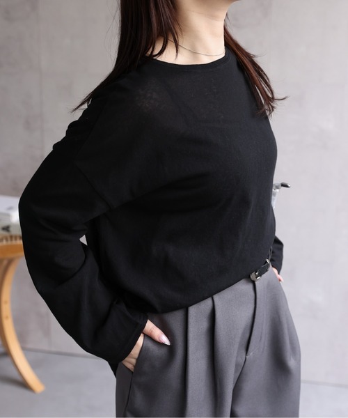 ap retro（アプレトロ）の「【選べる】シアートップス Tシャツ / オーバーサイズ（Tシャツ/カットソー・レディース・オレンジ/ネイビー/ホワイト/ブラック系その他/グレー/ブラック・FREE）」の16枚目の写真