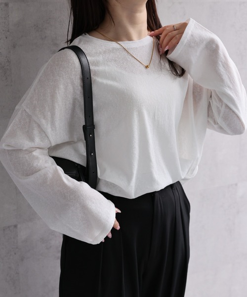 ap retro（アプレトロ）の「【選べる】シアートップス Tシャツ / オーバーサイズ（Tシャツ/カットソー・レディース・オレンジ/ネイビー/ホワイト/ブラック系その他/グレー/ブラック・FREE）」の8枚目の写真