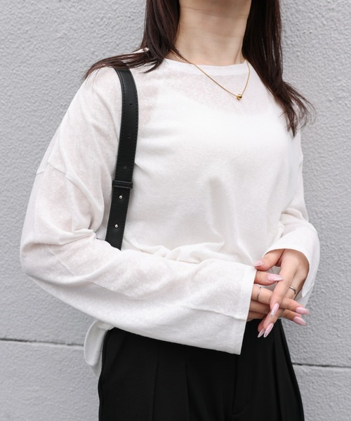 ap retro（アプレトロ）の「【選べる】シアートップス Tシャツ / オーバーサイズ（Tシャツ/カットソー・レディース・オレンジ/ネイビー/ホワイト/ブラック系その他/グレー/ブラック・FREE）」の10枚目の写真