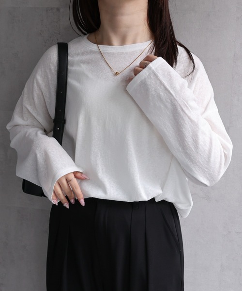 ap retro（アプレトロ）の「【選べる】シアートップス Tシャツ / オーバーサイズ（Tシャツ/カットソー・レディース・オレンジ/ネイビー/ホワイト/ブラック系その他/グレー/ブラック・FREE）」の7枚目の写真