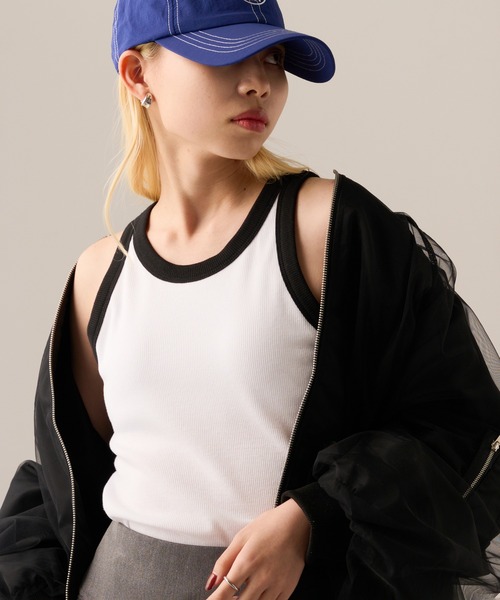 MAGASIN DE MODE Onjna(マガジンデモードオンジェナ )の「【MAGASIN DE MODE Onjna】Cut rib color scheme american sleeve tank / カットリブカップ付き配色アメスリタンクトップ DTK(タンクトップ・レディース・ブラック/オフホワイト/ベージュ/ブラウン・FREE)」の7枚目の写真