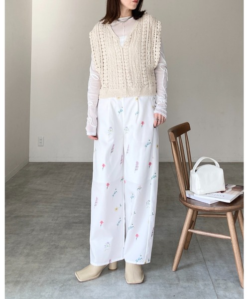 セール】 フラワープリントサイドスリットパンツ （その他パンツ