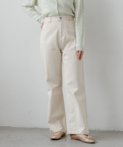 flower（フラワー）の「サニーバギーパンツ2（デニムパンツ・レディース・グリーン/ピンク/グレー/アイボリー・SMALL/MEDIUM）」の2枚目の写真