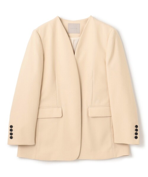 UNFILO(アンフィーロ)の「ノーカラージャケット(ノーカラージャケット・レディース・ベージュ系/ブラック系・SMALL/MEDIUM/LARGE)」の10枚目の写真