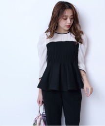 JUSGLITTY（ジャスグリッティー）の「シアーブラウスレイヤードニット