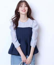 JUSGLITTY（ジャスグリッティー）の「シアーブラウスレイヤードニット