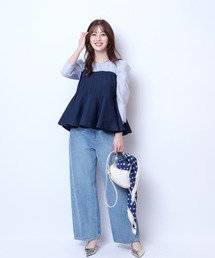 JUSGLITTY（ジャスグリッティー）の「シアーブラウスレイヤードニット