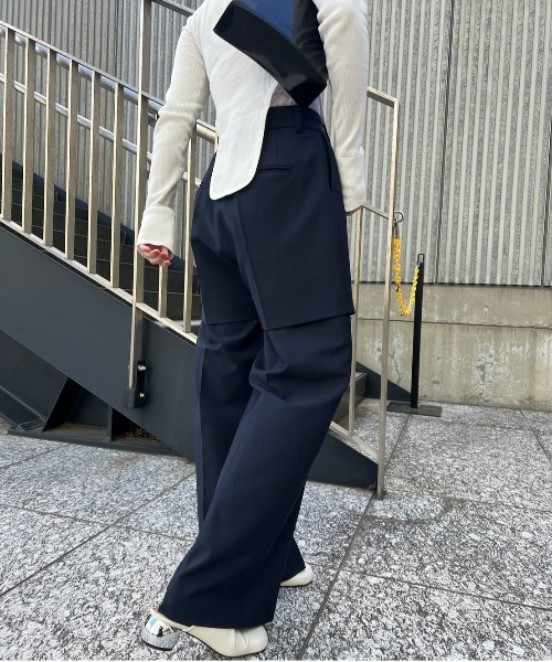 AMERI　LACE PAINTING STRAIGHT PANTS Ameri（アメリ）の「BLOCK LACE STRAIGHT PANTS（その他パンツ