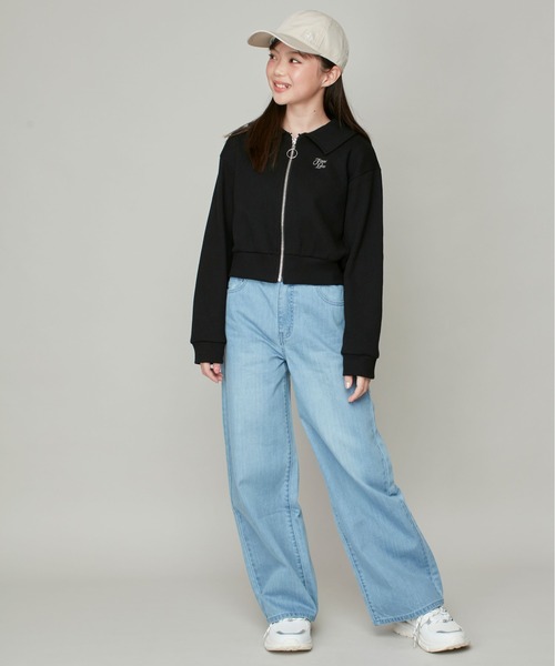 JENNI love(ジェニィラブ)の「ワッフルショート丈ZIPカーデ(カーディガン/ボレロ・キッズ・ブラック/グレー/オフホワイト・130cm/140cm/150cm/160cm)」の10枚目の写真