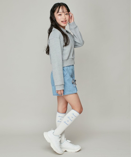 JENNI love(ジェニィラブ)の「ワッフルショート丈ZIPカーデ(カーディガン/ボレロ・キッズ・ブラック/グレー/オフホワイト・130cm/140cm/150cm/160cm)」の13枚目の写真