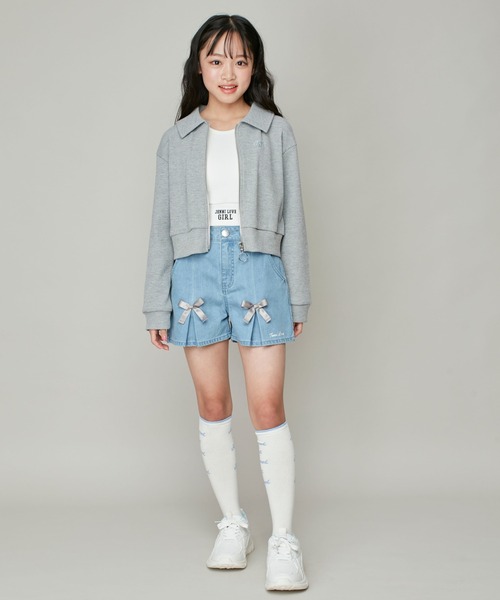 JENNI love(ジェニィラブ)の「ワッフルショート丈ZIPカーデ(カーディガン/ボレロ・キッズ・ブラック/グレー/オフホワイト・130cm/140cm/150cm/160cm)」の14枚目の写真