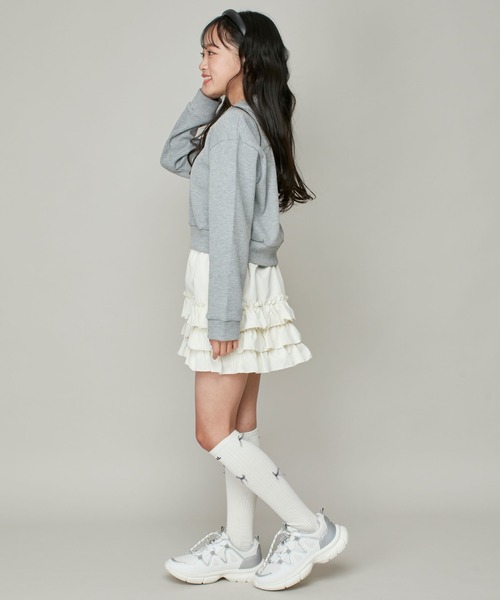 JENNI love(ジェニィラブ)の「ワッフルショート丈ZIPカーデ(カーディガン/ボレロ・キッズ・ブラック/グレー/オフホワイト・130cm/140cm/150cm/160cm)」の17枚目の写真