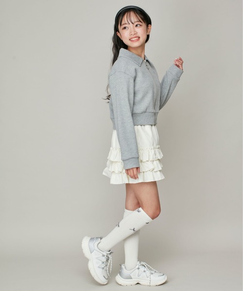 JENNI love(ジェニィラブ)の「ワッフルショート丈ZIPカーデ(カーディガン/ボレロ・キッズ・ブラック/グレー/オフホワイト・130cm/140cm/150cm/160cm)」の18枚目の写真