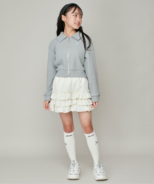 JENNI love(ジェニィラブ)の「ワッフルショート丈ZIPカーデ(カーディガン/ボレロ・キッズ・ブラック/グレー/オフホワイト・130cm/140cm/150cm/160cm)」の19枚目の写真