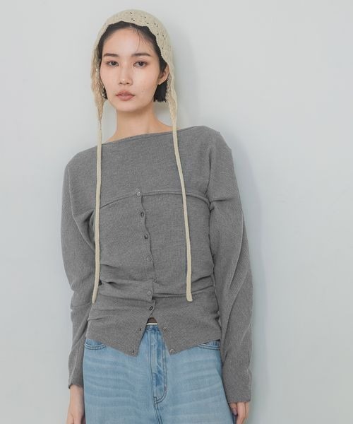 JEANASIS(ジーナシス)の「ワッフルボートネックビスチェ2P/326120(Tシャツ/カットソー・レディース・グレー/ピンク系その他/アイボリー・FREE)」の4枚目の写真