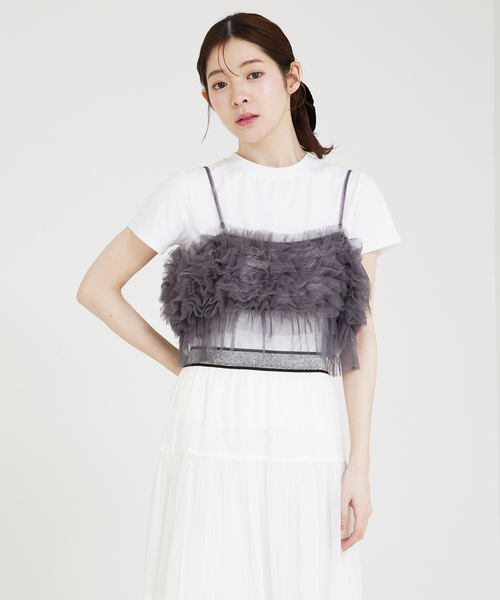 bedsidedrama ファー 切り替え モヘア混 スウェット N401 セール】【完売カラー再入荷！予約受付中♪】チュールボリューム