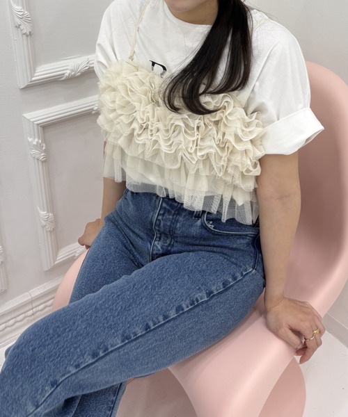bedsidedrama ファー 切り替え モヘア混 スウェット N401 セール】【完売カラー再入荷！予約受付中♪】チュールボリューム
