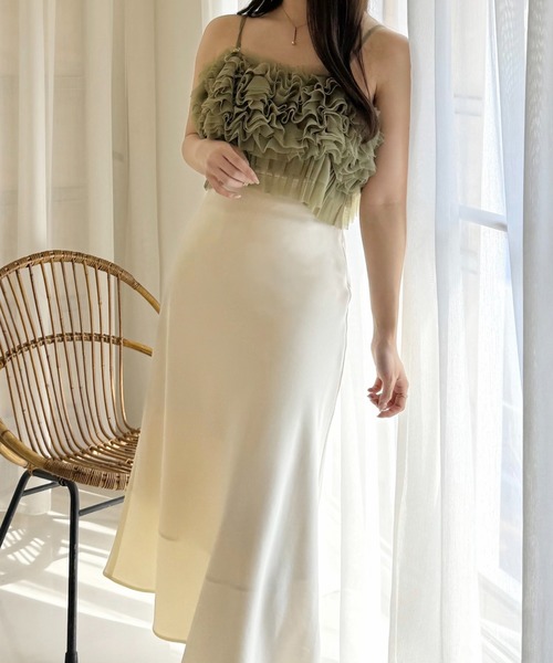 SELFIST（セルフィスト）の「【Ray掲載】チュールボリュームフリルキャミビスチェ  レイヤード オールシーズン（シャツ/ブラウス・レディース・チャコールグレー/グリーン/アイボリー・フリー）」の11枚目の写真