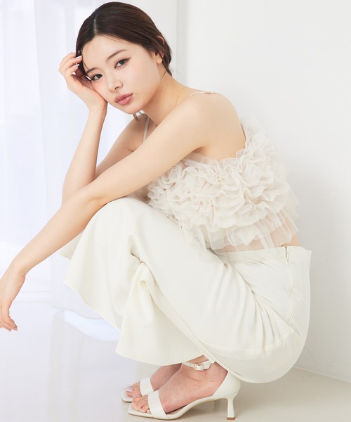 SELFIST（セルフィスト）の「【Ray掲載】チュールボリュームフリルキャミビスチェ  レイヤード オールシーズン（シャツ/ブラウス・レディース・チャコールグレー/グリーン/アイボリー・フリー）」の10枚目の写真