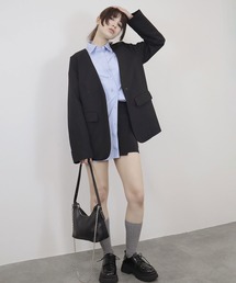 ワイドスリーブオックスシャツ / 長袖 レギュラーカラー 襟付き ブラウス 大人カジュアル シンプル 韓国ファッション ボリュームスリーブ