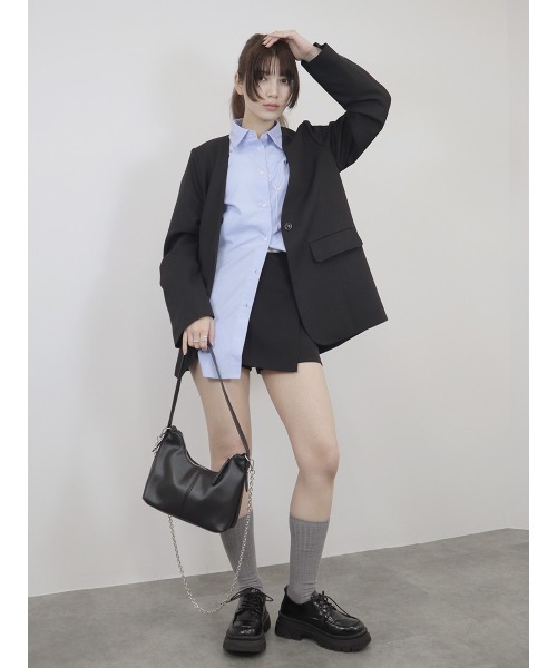 Reurie'（レウリィ）の「ワイドスリーブオックスシャツ / 長袖 レギュラーカラー 襟付き ブラウス 大人カジュアル シンプル 韓国ファッション ボリュームスリーブ（シャツ/ブラウス・レディース・ブラック/ブルー/ブラック系その他/グレー/ブラウン・FREE）」の11枚目の写真