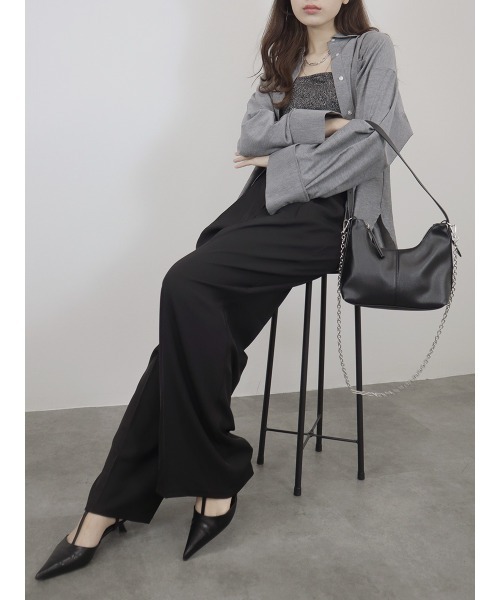 Reurie'（レウリィ）の「ワイドスリーブオックスシャツ / 長袖 レギュラーカラー 襟付き ブラウス 大人カジュアル シンプル 韓国ファッション ボリュームスリーブ（シャツ/ブラウス・レディース・ブラック/ブルー/ブラック系その他/グレー/ブラウン・FREE）」の9枚目の写真