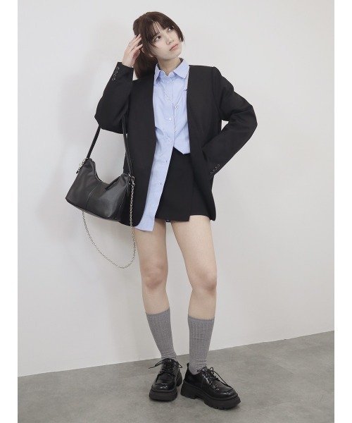 Reurie'（レウリィ）の「ワイドスリーブオックスシャツ / 長袖 レギュラーカラー 襟付き ブラウス 大人カジュアル シンプル 韓国ファッション ボリュームスリーブ（シャツ/ブラウス・レディース・ブラック/ブルー/ブラック系その他/グレー/ブラウン・FREE）」の14枚目の写真