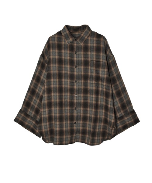 Reurie'（レウリィ）の「ワイドスリーブオックスシャツ / 長袖 レギュラーカラー 襟付き ブラウス 大人カジュアル シンプル 韓国ファッション ボリュームスリーブ（シャツ/ブラウス・レディース・ブラック/ブルー/ブラック系その他/グレー/ブラウン・FREE）」の21枚目の写真