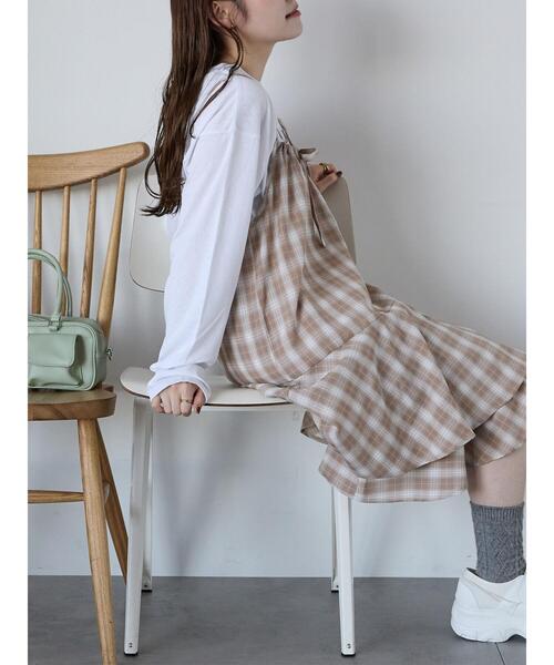 ehka sopo(エヘカソポ)の「オンブレチェックキャミワンピース(ワンピース・レディース・ブラック/グレー/ベージュ・F)」の4枚目の写真