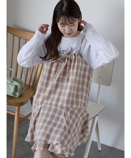 ehka sopo(エヘカソポ)の「オンブレチェックキャミワンピース(ワンピース・レディース・ブラック/グレー/ベージュ・F)」の9枚目の写真