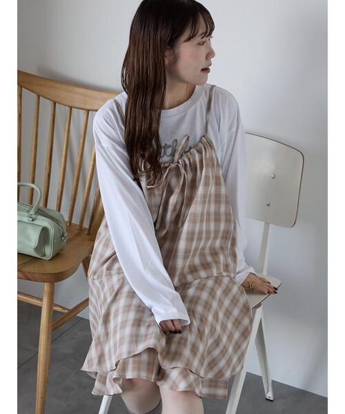 ehka sopo(エヘカソポ)の「オンブレチェックキャミワンピース(ワンピース・レディース・ブラック/グレー/ベージュ・F)」の10枚目の写真