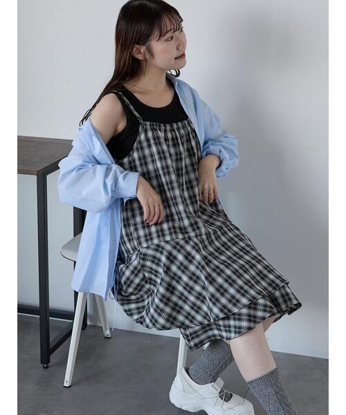 ehka sopo(エヘカソポ)の「オンブレチェックキャミワンピース(ワンピース・レディース・ブラック/グレー/ベージュ・F)」の15枚目の写真