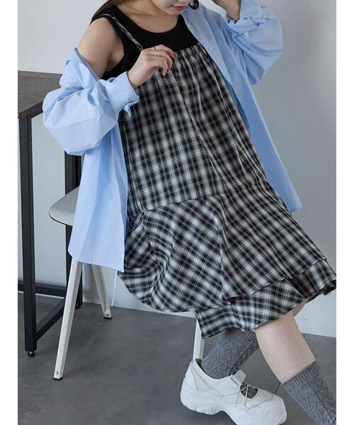 ehka sopo(エヘカソポ)の「オンブレチェックキャミワンピース(ワンピース・レディース・ブラック/グレー/ベージュ・F)」の16枚目の写真