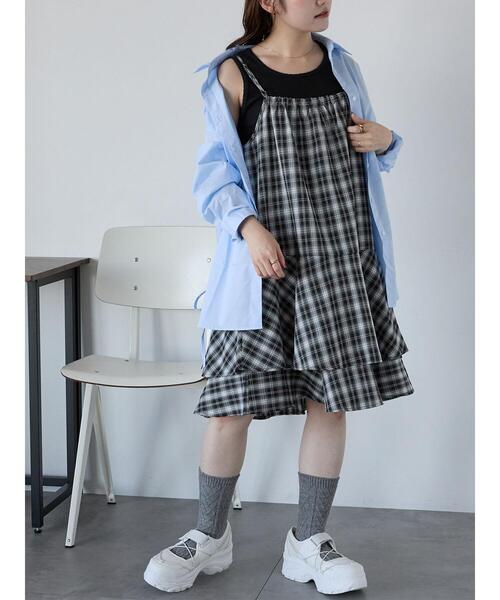 ehka sopo(エヘカソポ)の「オンブレチェックキャミワンピース(ワンピース・レディース・ブラック/グレー/ベージュ・F)」の18枚目の写真