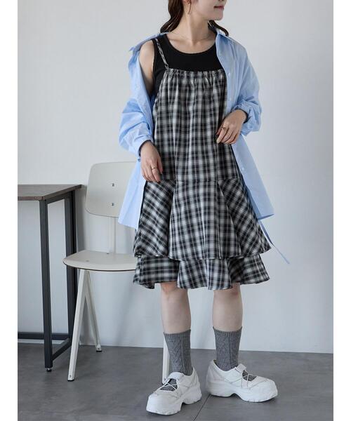 ehka sopo(エヘカソポ)の「オンブレチェックキャミワンピース(ワンピース・レディース・ブラック/グレー/ベージュ・F)」の21枚目の写真