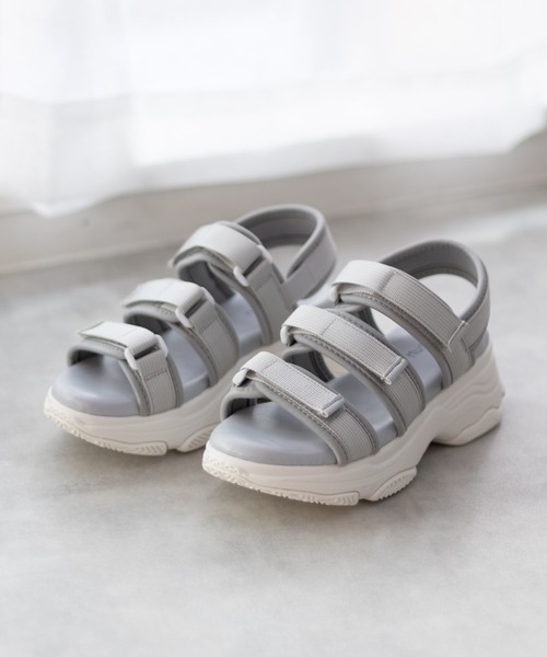 HusHusH（ハッシュアッシュ）の「HusHusH テープ使い厚底スポーツサンダル（サンダル・レディース・グレー/ブラック・S/M/L）」の12枚目の写真