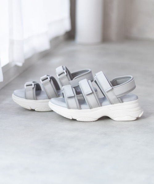 HusHusH（ハッシュアッシュ）の「HusHusH テープ使い厚底スポーツサンダル（サンダル・レディース・グレー/ブラック・S/M/L）」の14枚目の写真