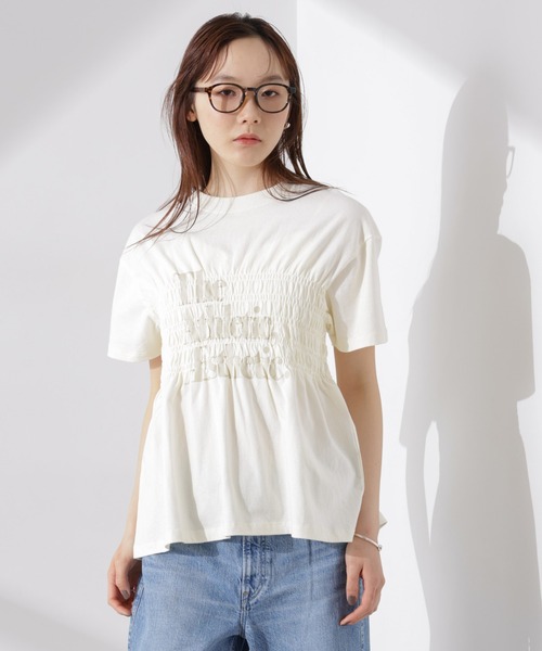 Russell Athletic（ラッセルアスレティック）の「RUSSELL ATHLETIC/別注 Jersey Shirring T（Tシャツ/カットソー・レディース・クリーム/チャコール/ブラウン・FREE）」の21枚目の写真