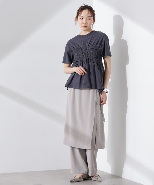 Russell Athletic（ラッセルアスレティック）の「RUSSELL ATHLETIC/別注 Jersey Shirring T（Tシャツ/カットソー・レディース・クリーム/チャコール/ブラウン・FREE）」の9枚目の写真