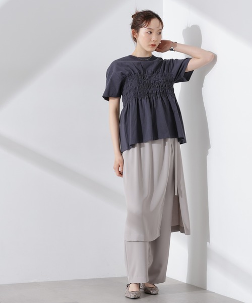 Russell Athletic（ラッセルアスレティック）の「RUSSELL ATHLETIC/別注 Jersey Shirring T（Tシャツ/カットソー・レディース・クリーム/チャコール/ブラウン・FREE）」の12枚目の写真