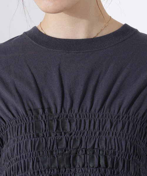 Russell Athletic（ラッセルアスレティック）の「RUSSELL ATHLETIC/別注 Jersey Shirring T（Tシャツ/カットソー・レディース・クリーム/チャコール/ブラウン・FREE）」の16枚目の写真