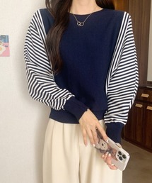 ネイビー ストライプ ニットセーター ストライプ ニットセーター - エクリュ/ネイビーブルー | ZARA
