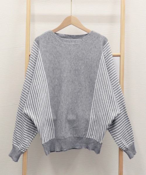 Miniministore(ミニミニストア)の「ストライプ配色ドルマンニット体型カバー春(ニット/セーター・レディース・ネイビー/ブラック/ベージュ/グレー・FREE)」の22枚目の写真