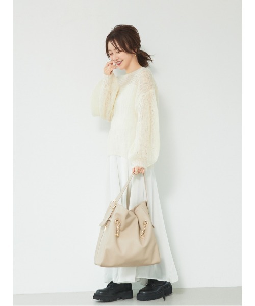 LOWELL things（ロウェル　シングス）の「【千葉由佳さん】コラボ HOBOトートバッグ（トートバッグ・レディース・ブラック/ライトベージュ・フリー）」の8枚目の写真