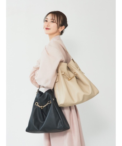 LOWELL things（ロウェル　シングス）の「【千葉由佳さん】コラボ HOBOトートバッグ（トートバッグ・レディース・ブラック/ライトベージュ・フリー）」の5枚目の写真